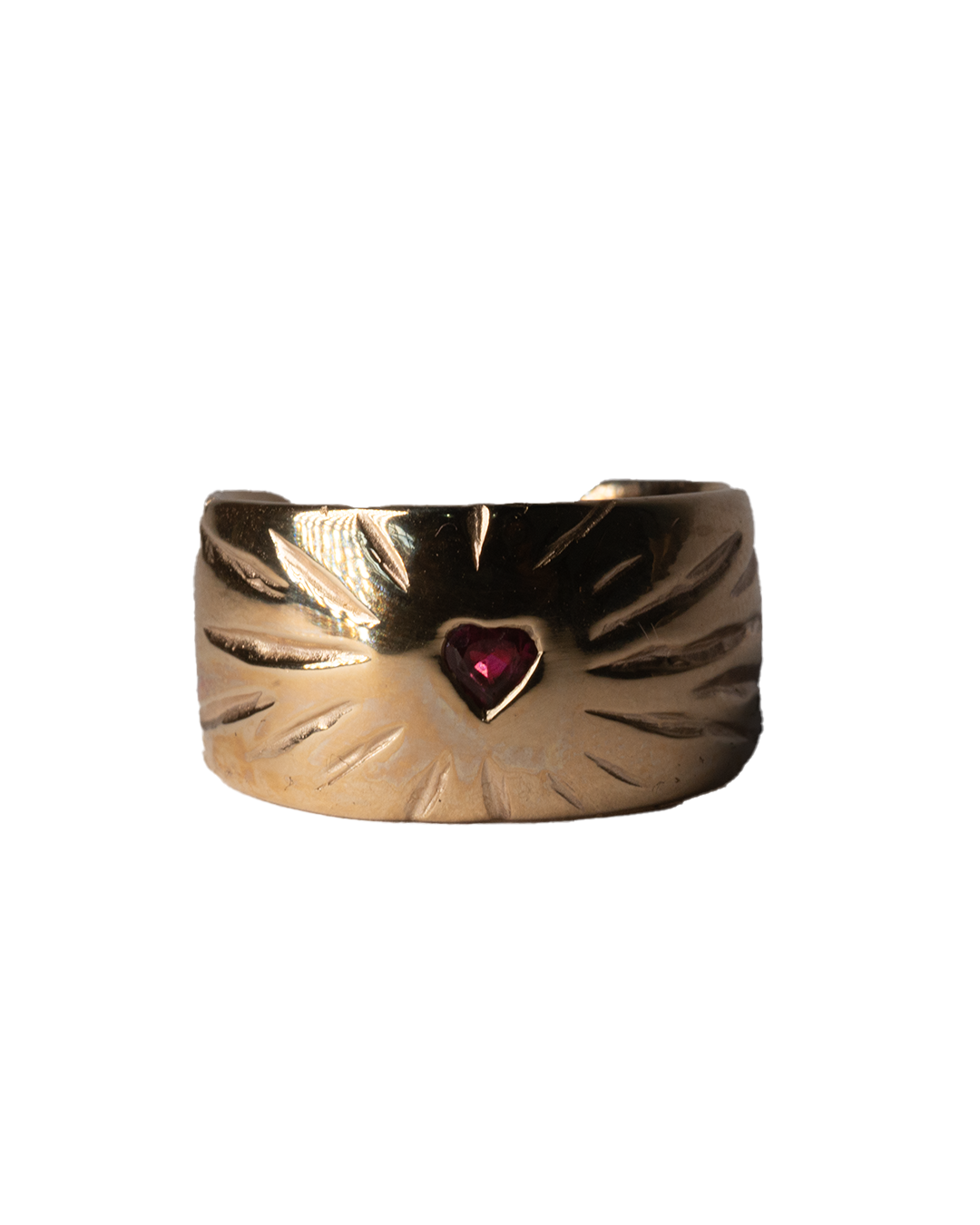 Ruby Rays Heart Ring - Solid 9K Gold