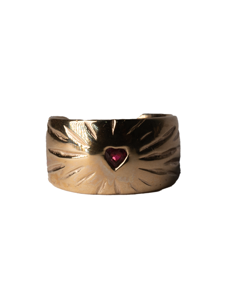 Ruby Rays Heart Ring - Solid 9K Gold