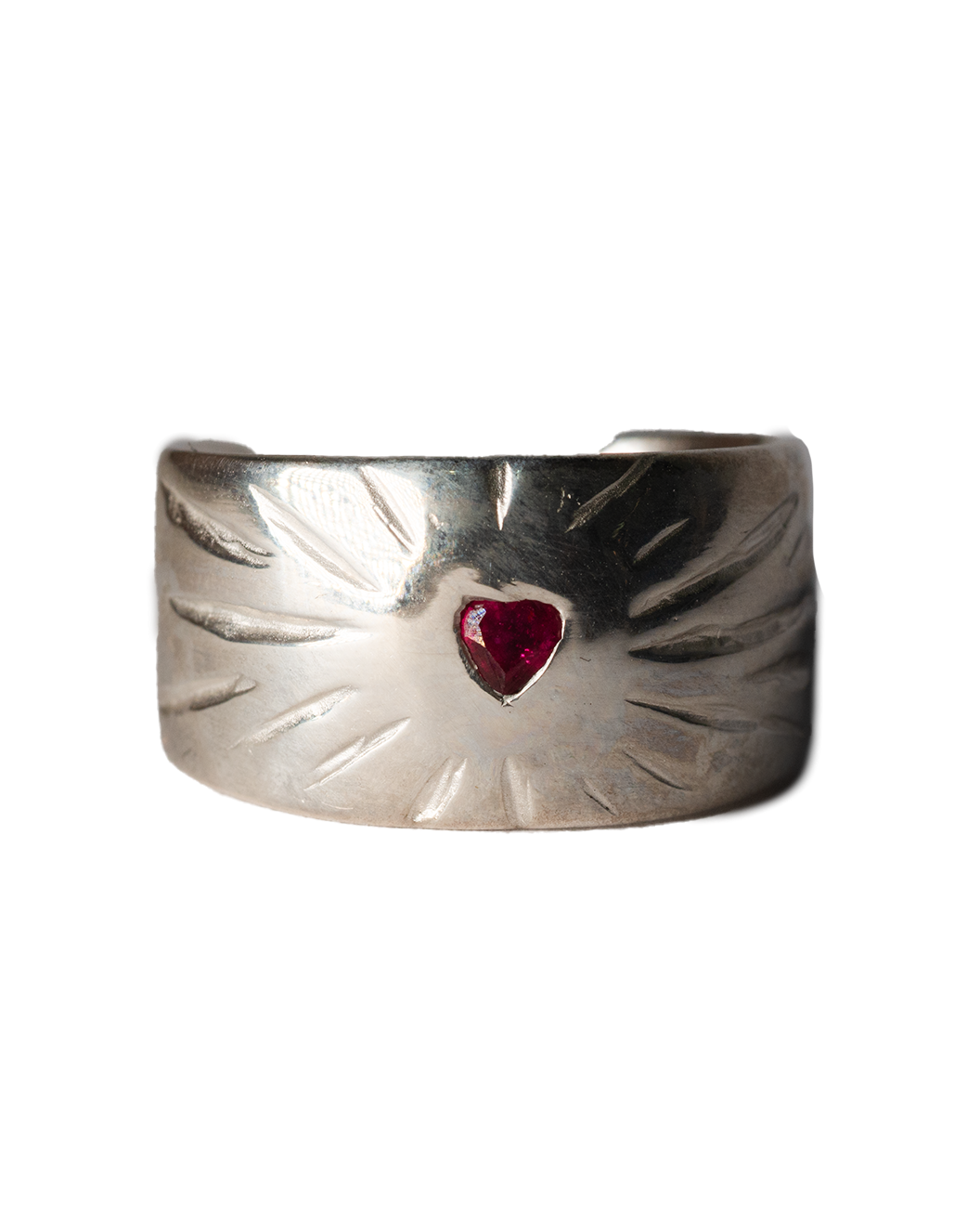 Ruby Rays Heart Ring - Sterling Silver
