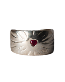 Ruby Rays Heart Ring - Sterling Silver