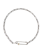 Safety Pin Pearl Choker - Sterling Silver