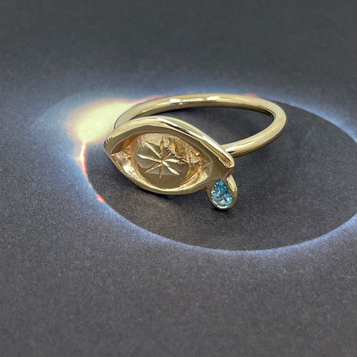 Crying Eye with Crystal Tear Ring