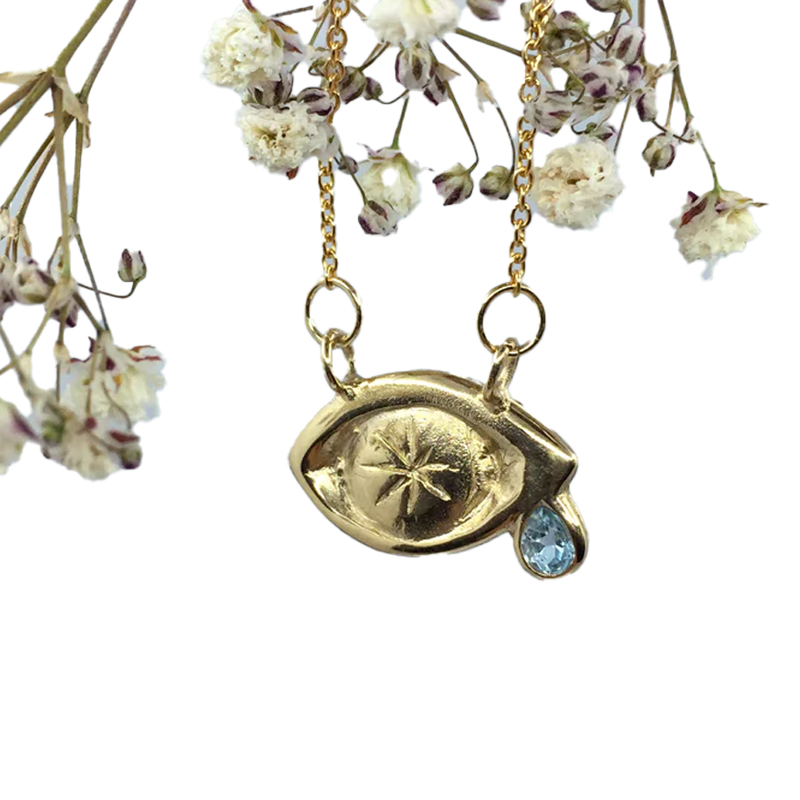 Crying Eye with Crystal Tear Necklace