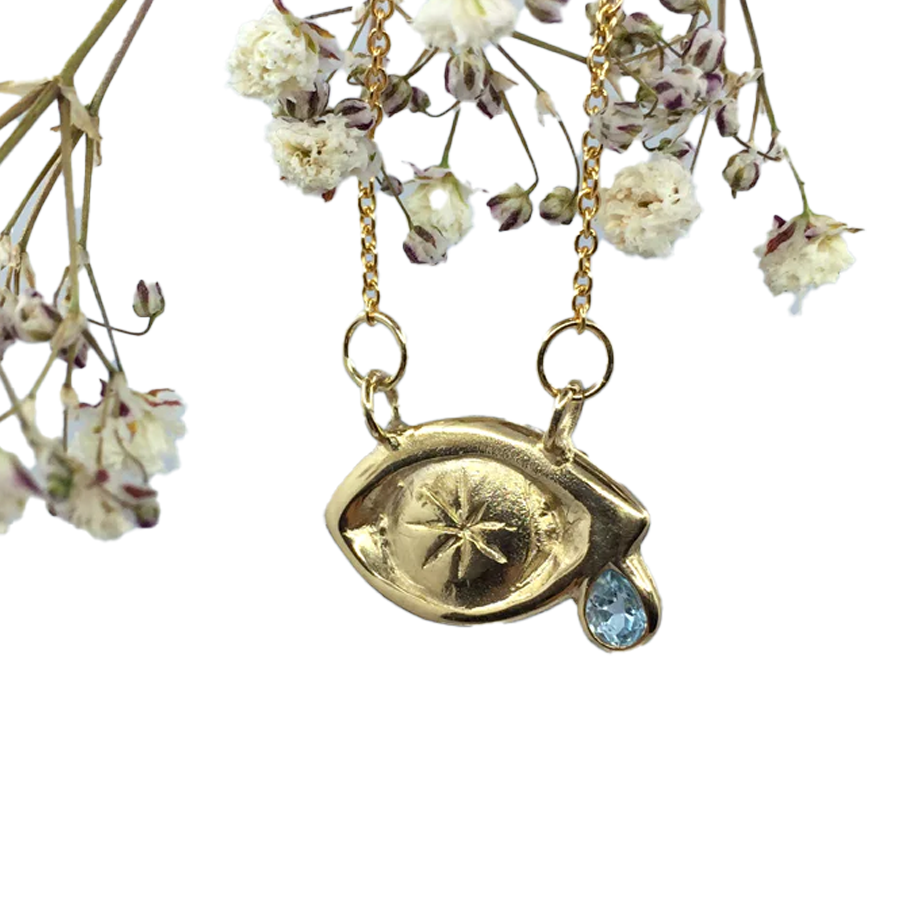 Crying Eye with Crystal Tear Necklace