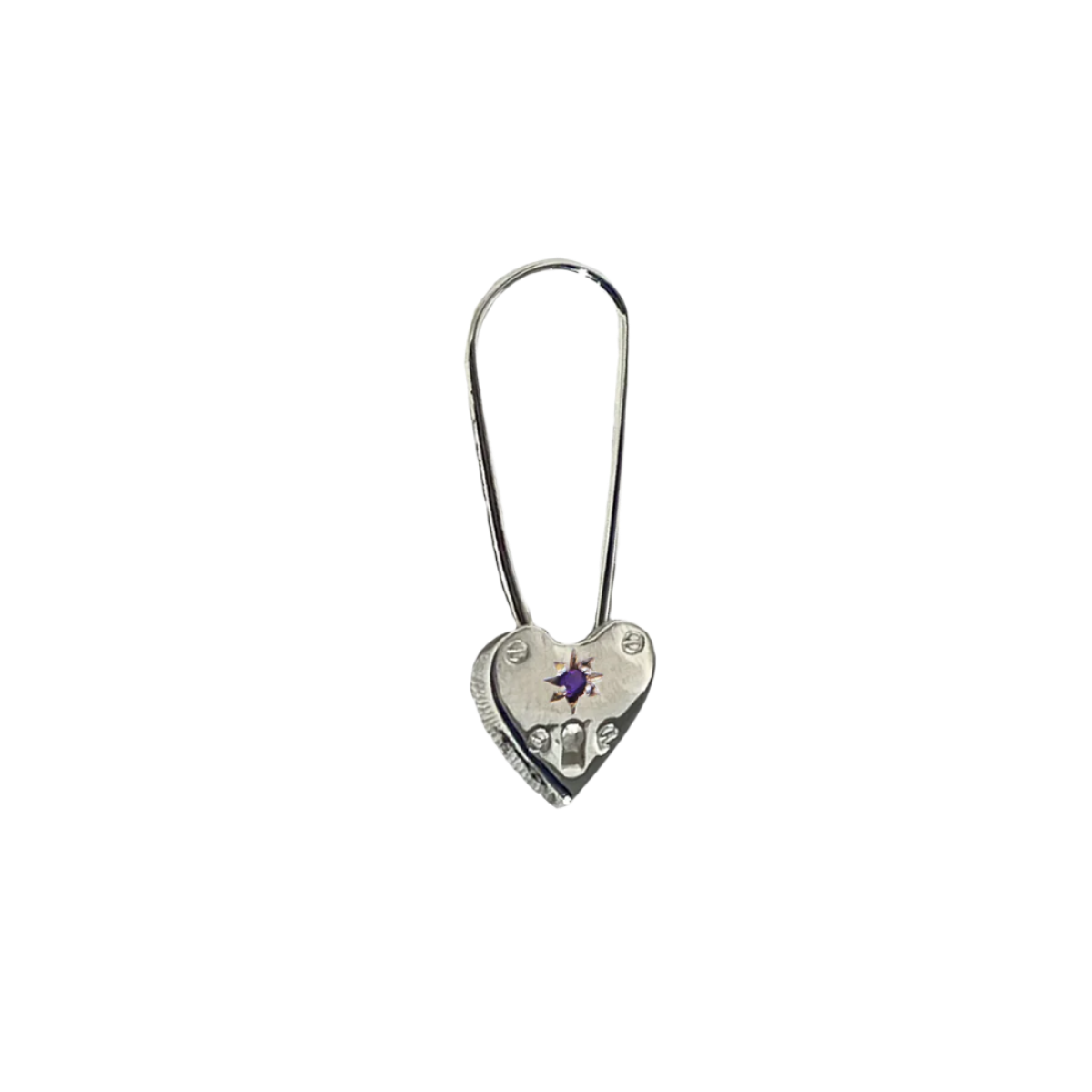 Birthstone Little Heart Padlock - Sterling Silver