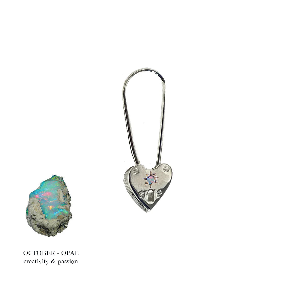 Birthstone Little Heart Padlock - Sterling Silver