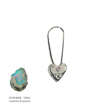 Birthstone Little Heart Padlock - Sterling Silver