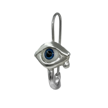 Glass Eye Safety Pin Earring - Sterling Silver