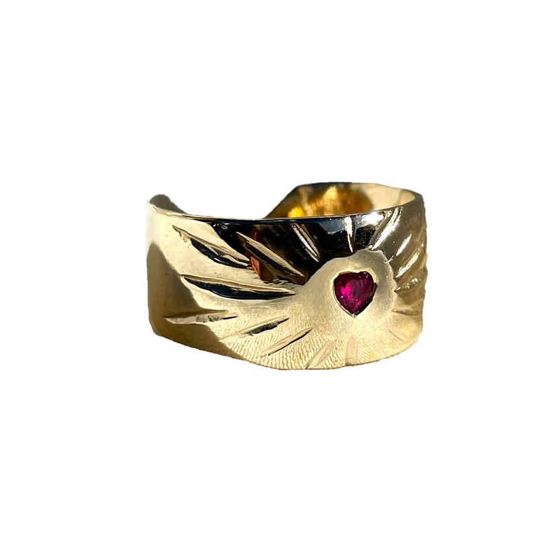 Ruby Rays Heart Ring - Solid 9K Gold