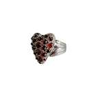 Encrusted Heart Ring - Sterling Silver