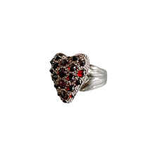 Encrusted Heart Ring - Sterling Silver