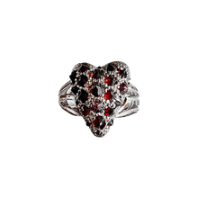 Encrusted Heart Ring - Sterling Silver