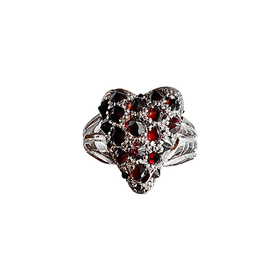 Encrusted Heart Ring - Sterling Silver