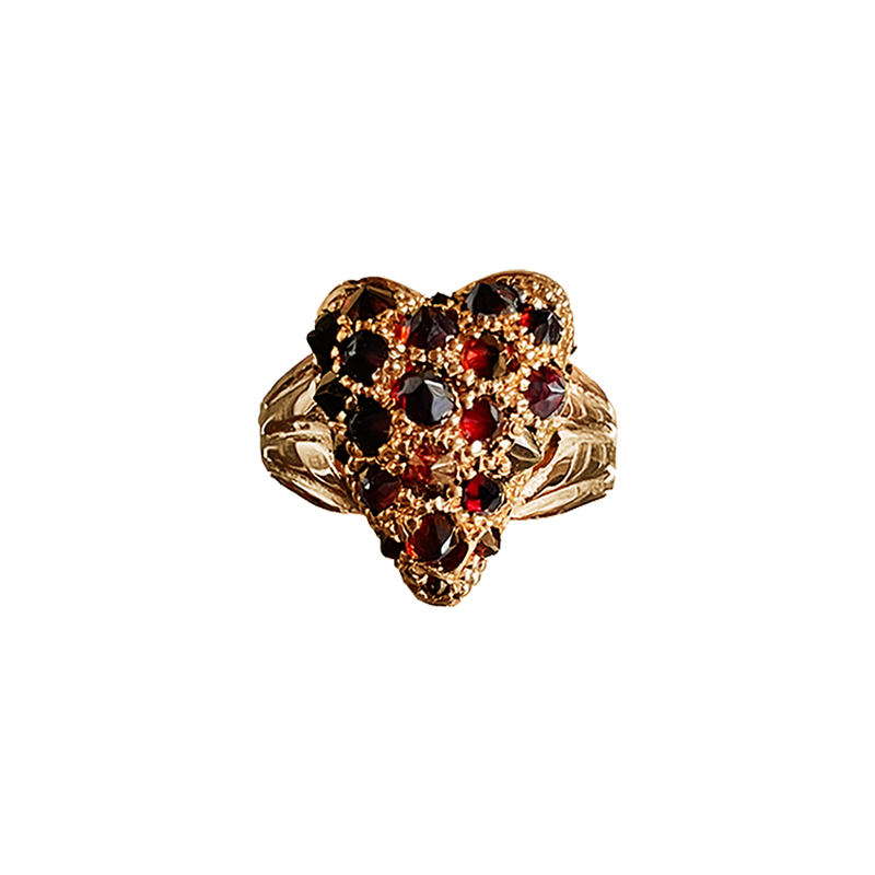 Encrusted Heart Ring - 9K Solid Gold
