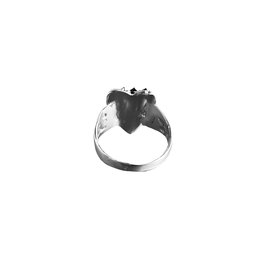 Encrusted Heart Ring - Sterling Silver