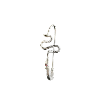 Ophidian Birthstone Safety Pin Earring - Sterling Silver