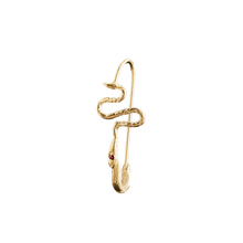 Ophidian Birthstone Safety Pin Earring - Solid 9K Gold