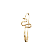 Ophidian Birthstone Safety Pin Earring - Solid 9K Gold