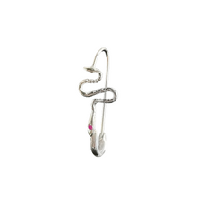 Ophidian Birthstone Safety Pin Earring - Sterling Silver