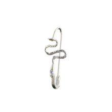 Ophidian Birthstone Safety Pin Earring - Sterling Silver