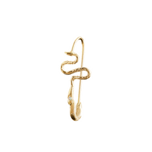Ophidian Birthstone Safety Pin Earring - Solid 9K Gold