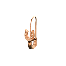 Horseshoe Safety Pin Earring - Solid 9K Rose Gold