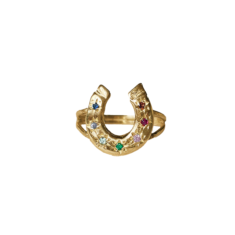 Horseshoe Seven Stones Ring - 9K Solid Gold