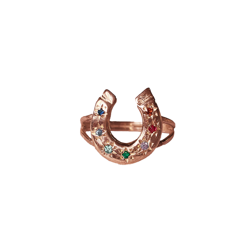 Horseshoe Seven Stones Ring - 9K Solid Rose Gold