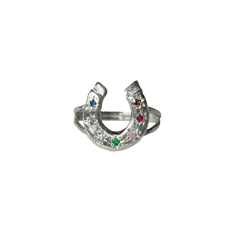Horseshoe Seven Stones Ring - Sterling Silver
