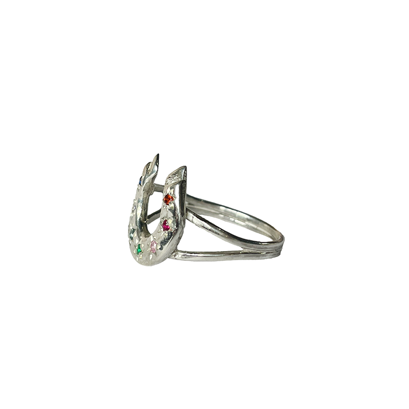 Horseshoe Seven Stones Ring - Sterling Silver