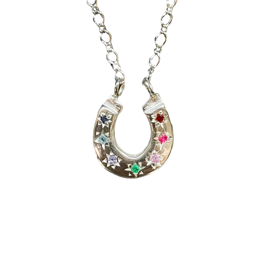 Horseshoe Seven Stones Necklace - Sterling Silver