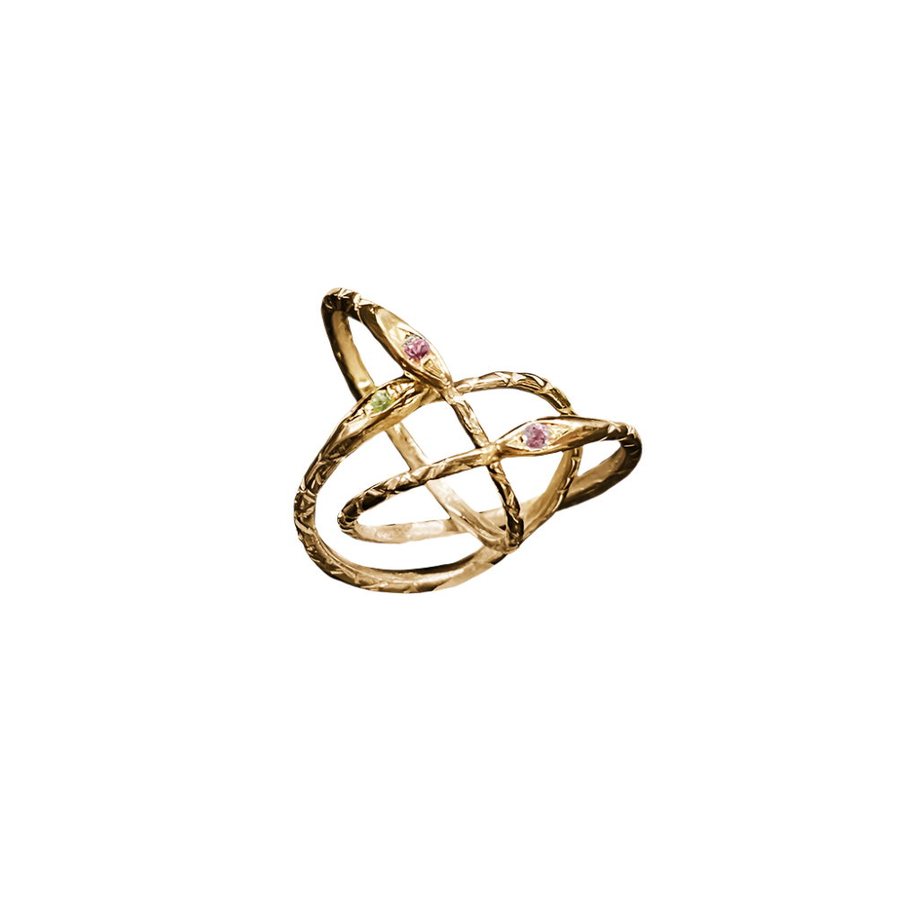 Ouroboros Trinity Serpents Ring - Solid 9K Gold