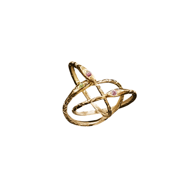 Ouroboros Trinity Serpents Ring - Solid 9K Gold