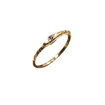 Birthstone Ouroboros Serpent Ring - Solid 9K Gold