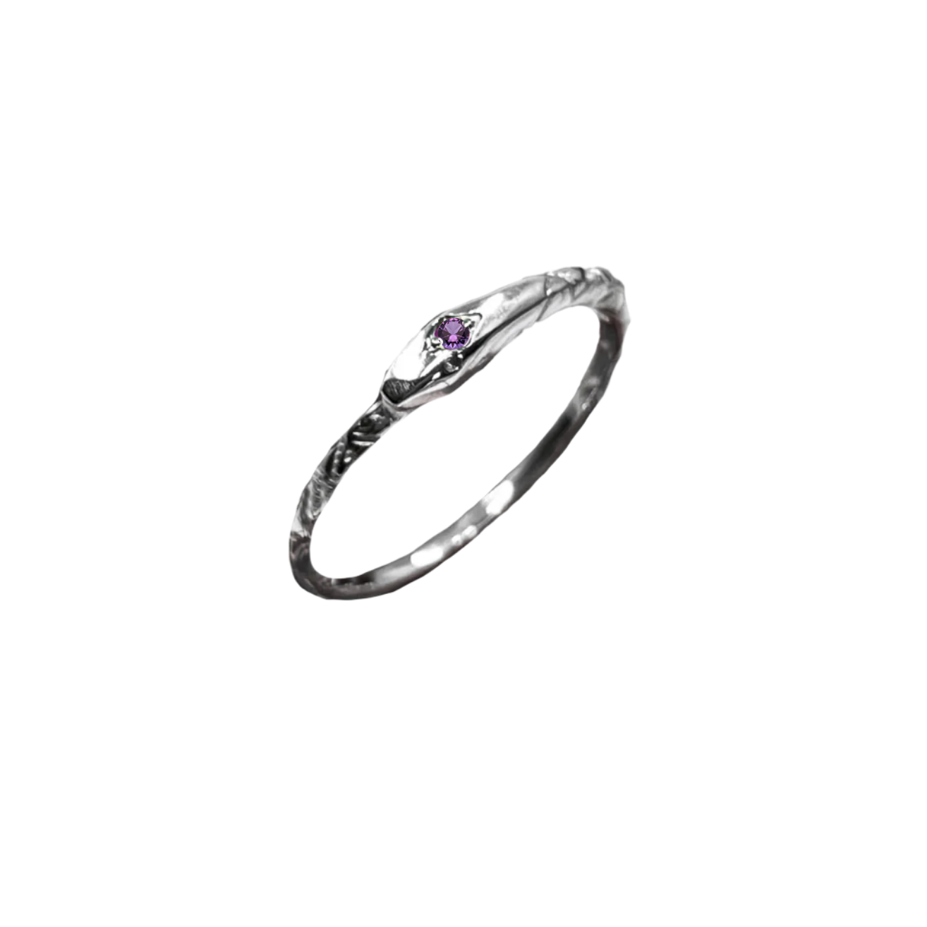 Birthstone Ouroboros Serpent Ring - Sterling Silver