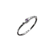 Birthstone Ouroboros Serpent Ring - Sterling Silver