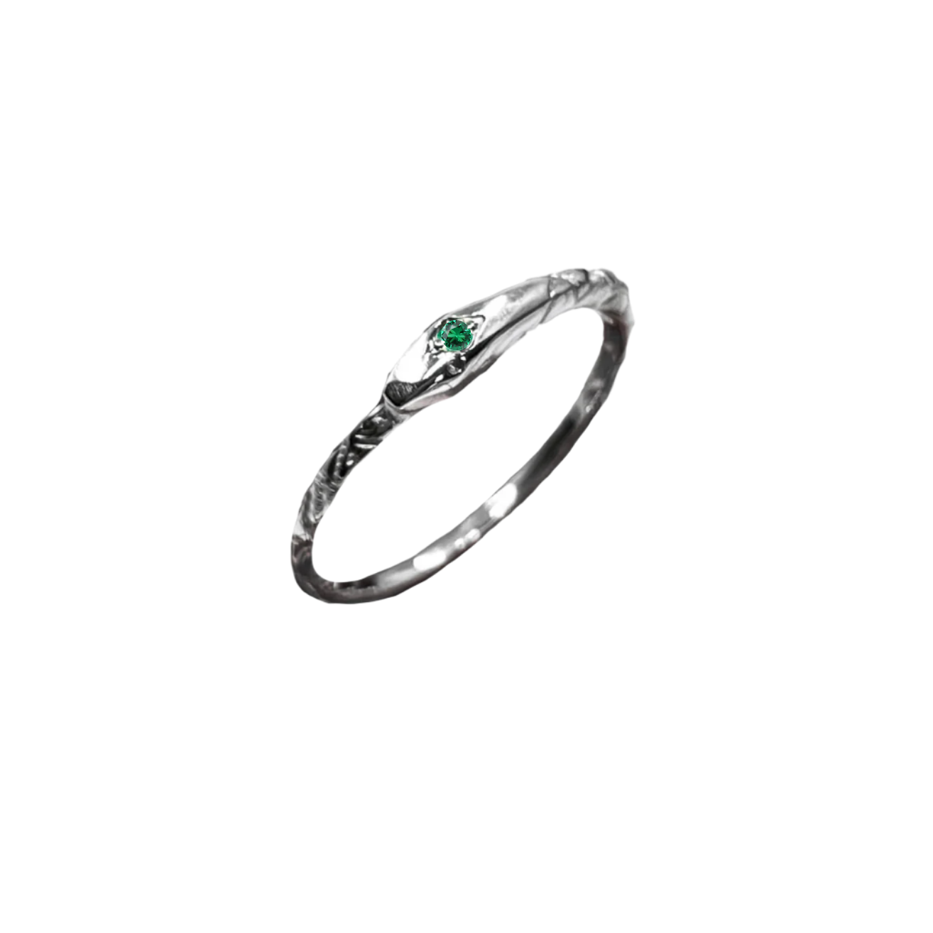 Birthstone Ouroboros Serpent Ring - Sterling Silver
