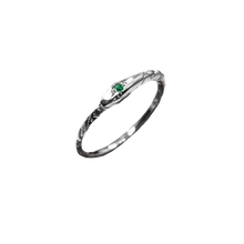 Birthstone Ouroboros Serpent Ring - Sterling Silver