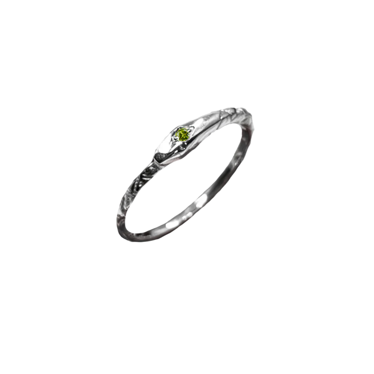Birthstone Ouroboros Serpent Ring - Sterling Silver