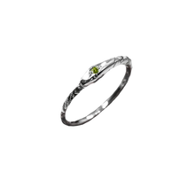 Birthstone Ouroboros Serpent Ring - Sterling Silver