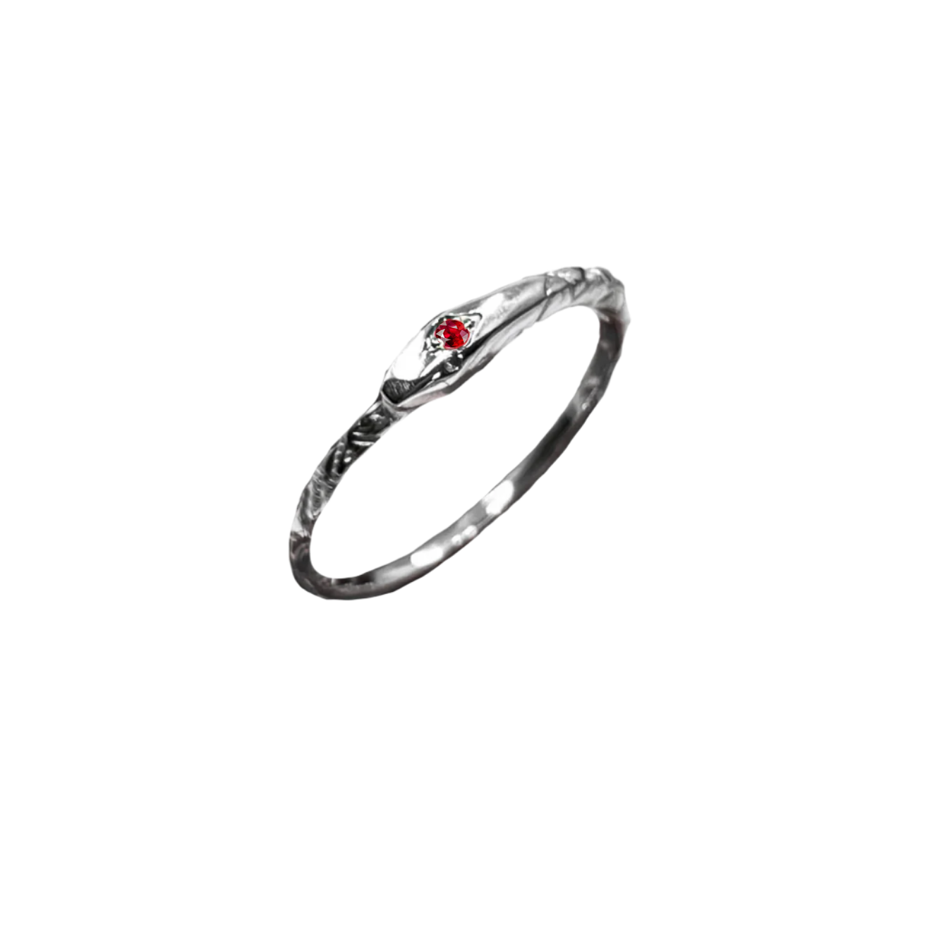 Birthstone Ouroboros Serpent Ring - Sterling Silver
