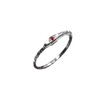 Birthstone Ouroboros Serpent Ring - Sterling Silver