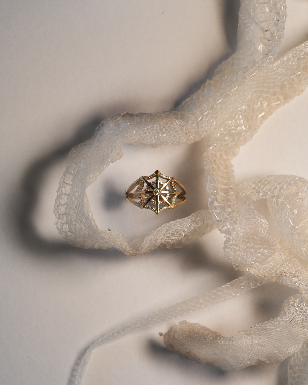 Pavé Diamond Spiderweb Ring - 9K Solid Gold
