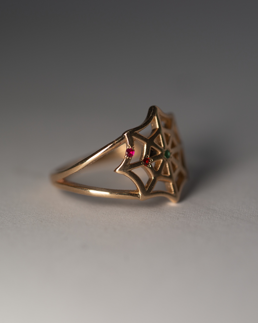 Birthstone Spiderweb Ring - 9K Solid Gold
