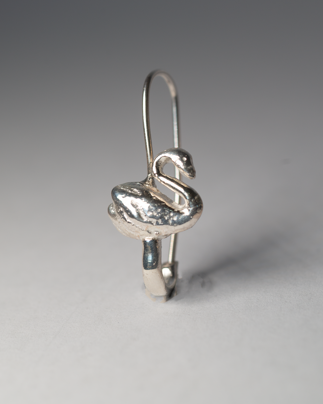 Swan Safety Pin Earring - Sterling Silver