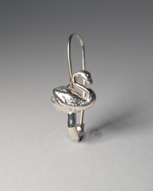 Swan Safety Pin Earring - Sterling Silver