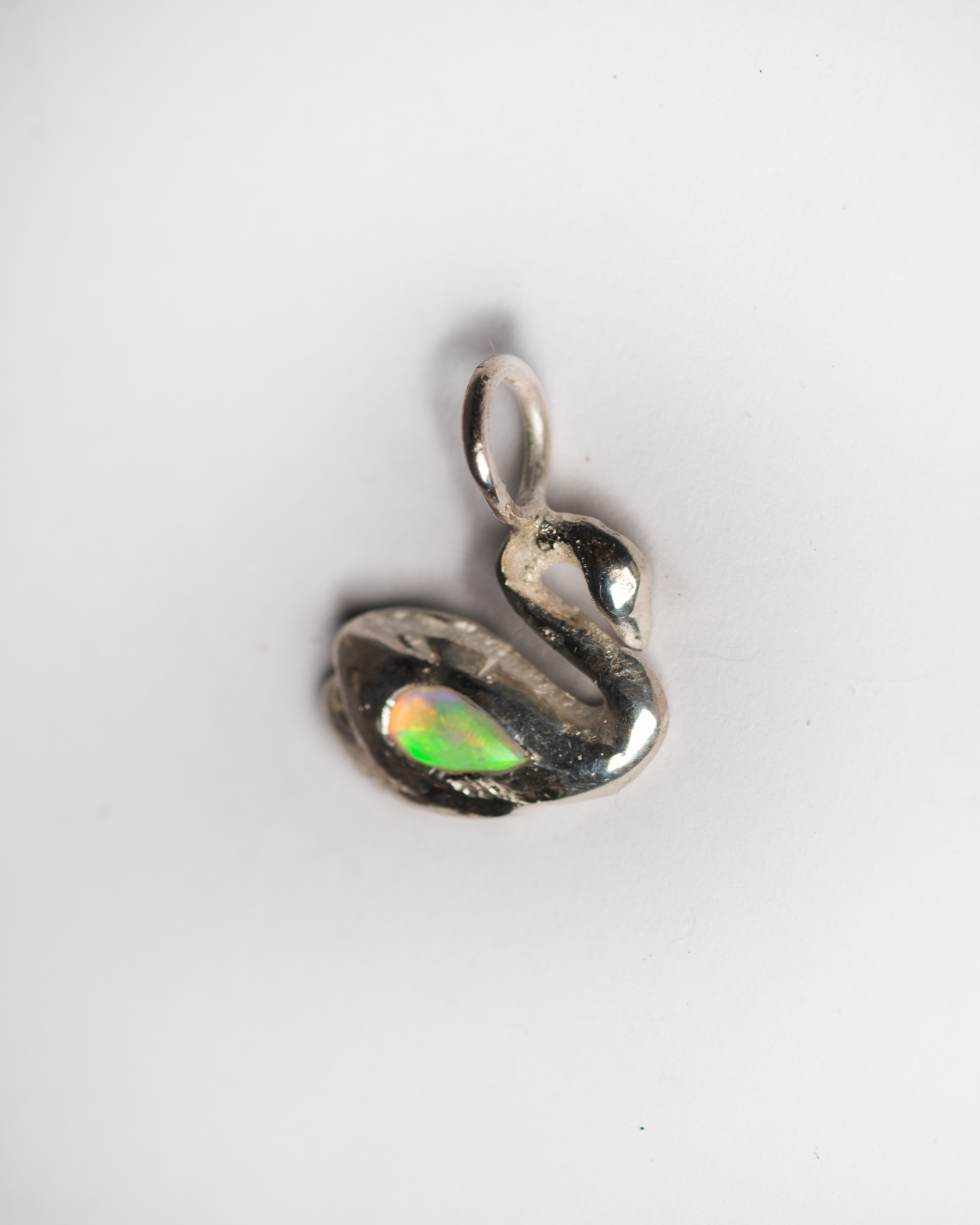 Swan & the Opal Necklace - Sterling Silver