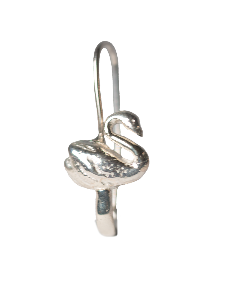 Swan Safety Pin Earring - Sterling Silver
