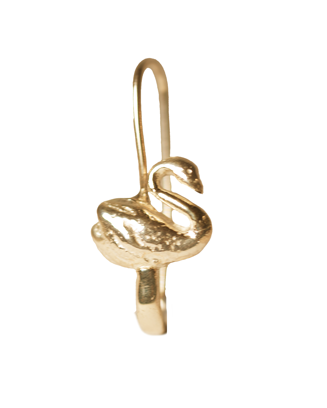 Swan Safety Pin Earring - Solid 9K Gold