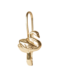 Swan Safety Pin Earring - Solid 9K Gold